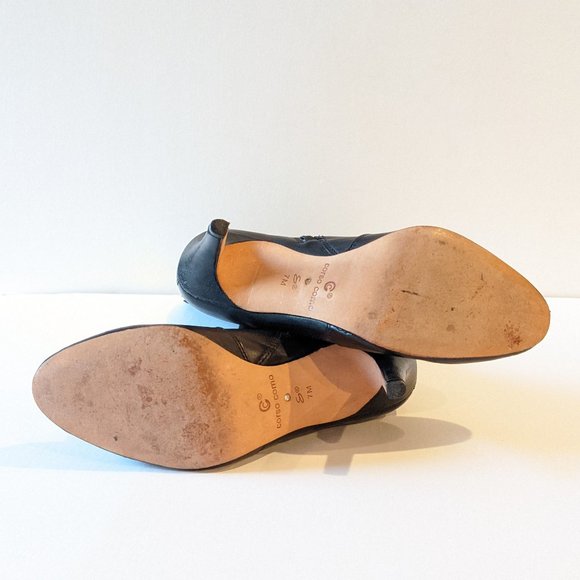 Corso Como Black Tall Leather Stiletto Heel Almond Toe Boots Women's Size 7 - Picture 10 of 15